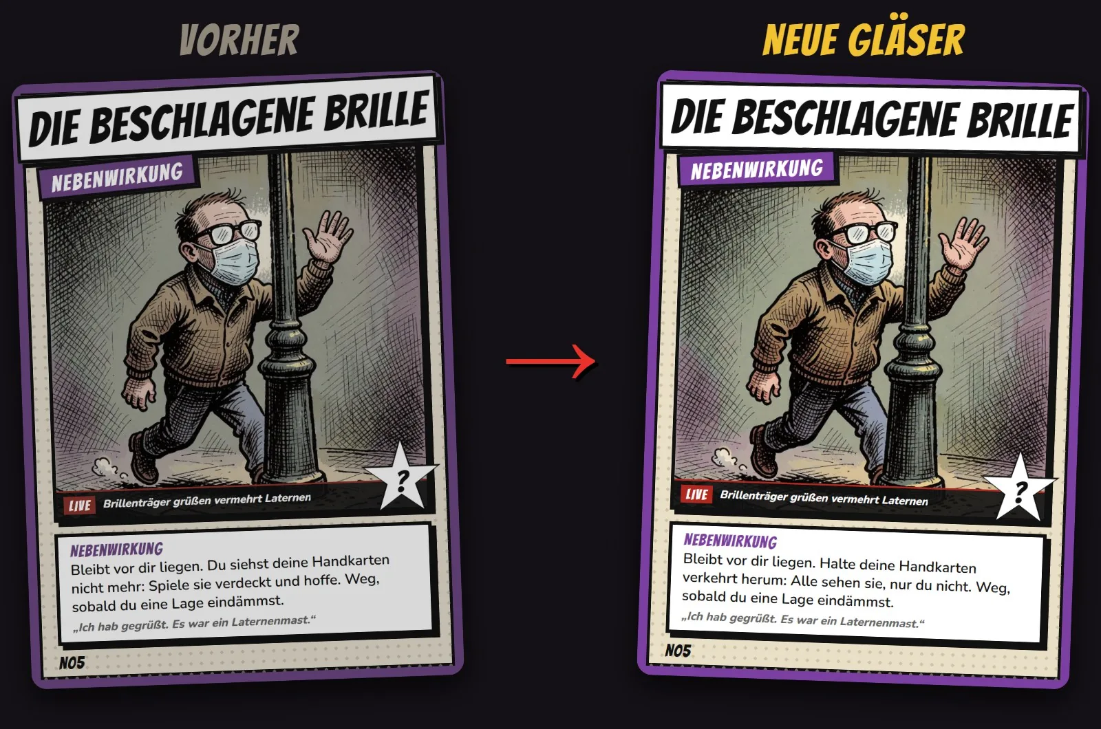 Die beschlagene Brille: alte und neue Karte